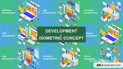 Digital Development - Isometric Concept Video Displays template preview