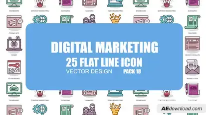 Digital Marketing - Flat Animation Icons Video Displays template preview