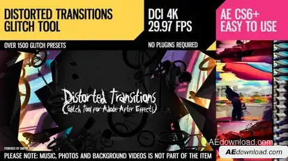 Distorted Transitions (Glitch Tool) Video Displays template preview