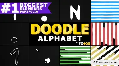 Doodle Alphabet And Transitions Video Displays template preview