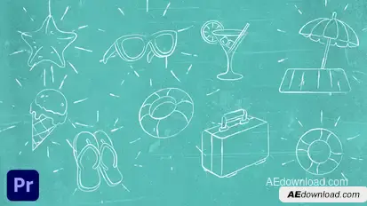 Doodle Scribble Summer Beach Tropical Elements 2 Premiere Pro template preview