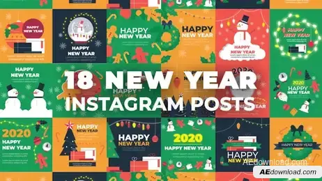 18 New Year Instagram Posts Freebies template preview