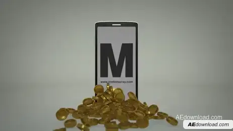 3d Phone Gold Coins Logo Opener Freebies template preview
