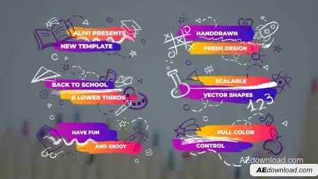 6 Back To School Lower Thirds Freebies template preview