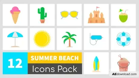 Animated Summer Beach Icons Pack Freebies template preview