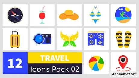 Animated Travel Icons Pack 02 Freebies template preview