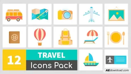 Animated Travel Icons Pack Freebies template preview