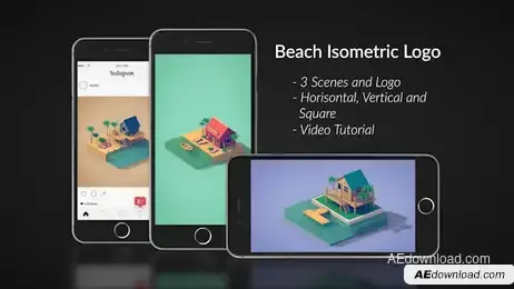 Beach Isometric Logo Freebies template preview