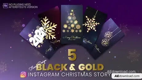 Christmas Instagram Story - Black & Gold Freebies template preview