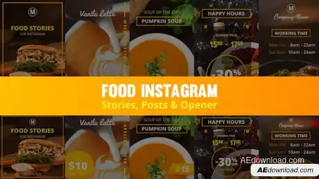 Food Instagram Stories, Posts & Opener Freebies template preview