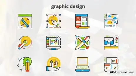Graphic Design - Flat Animated Icons Freebies template preview