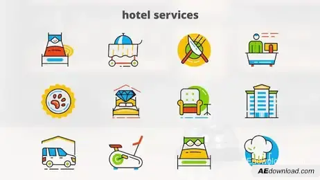 Hotel Services - Flat Animated Icons Freebies template preview