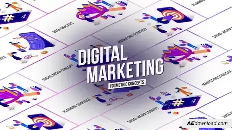 Marketing Strategy - Isometric Concept Freebies template preview