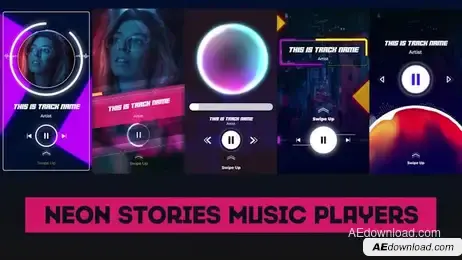 Neon Stories Music Players Freebies template preview
