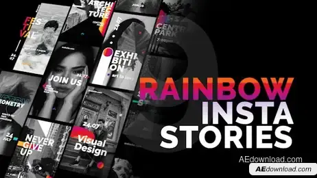 Rainbow Instagram Stories Freebies template preview
