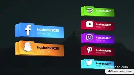 Social Media 3D Lower Thirds V3 Freebies template preview