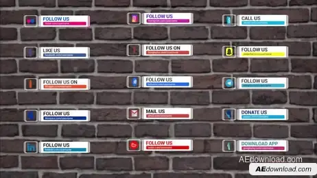 Social Media Lower Thirds With 3D Icons Freebies template preview
