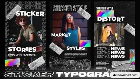 Sticker Typography Stories Freebies template preview