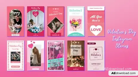 Valentine's Day Instagram Stories Freebies template preview