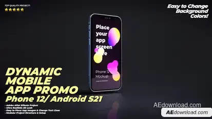 Dynamic Mobile App Promo - Phone 12 - Android - 3d Mobile Device Demo Video Presentation Mockup Kit Video Displays template preview
