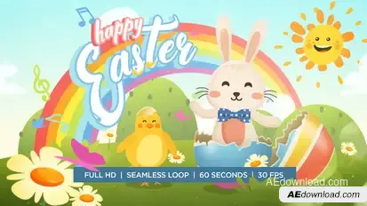Easter Bunny and Chicken Dance Greeting Easter template preview