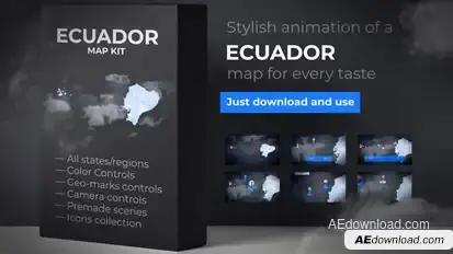 Ecuador Map - Republic of Ecuador Map Kit Video Displays template preview