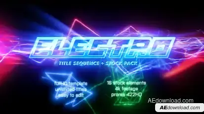 Electro - Electric Title Sequence + 16 Lighting Elements. Video Displays template preview