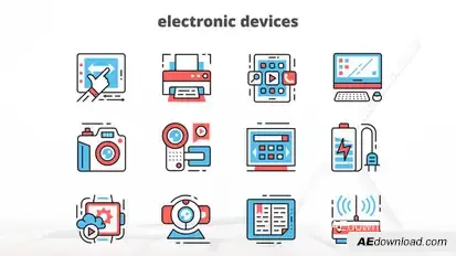 Electronic Devices – Thin Line Icons Video Displays template preview