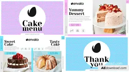 Elegant Cake Menu Video Displays template preview
