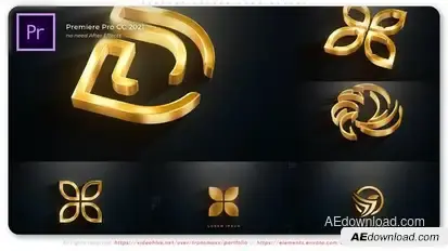 Elegant Golden Logo Reveal Premiere Pro template preview