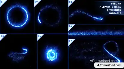 Energy Light Streaks With Particles Video Displays template preview