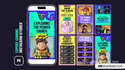 ESport Gaming Instagram Stories MOGRT Premiere Pro template preview