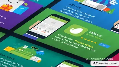eStore - Mobile App Promo Video Displays template preview