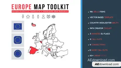 Europe Map Toolkit Video Displays template preview