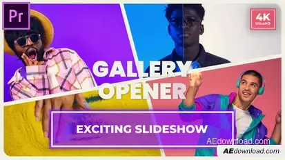 Exciting Colorful Slideshow || Multiscreen Gallery Opener MOGRT for Premier Pro Premiere Pro template preview