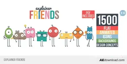 Explainer Friends Video Displays template preview