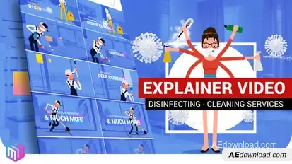 Explainer Video | Disinfection, Cleaning services Video Displays template preview