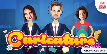 Explainer video toolkit | Caricature Toolkit | Face Cut Out Video Displays template preview