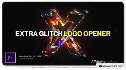 Extra Glitch Logo Opener Premiere Pro template preview