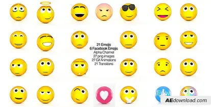Facebook Emojis And 3D Animated set of Emojis Video Displays template preview