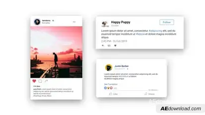 Facebook Twitter Instagram - Animated Posts Video Displays template preview