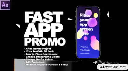 Fast App Promo - dynamic mobile app promo video for phone 14 and android devices Video Displays template preview
