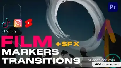 Film Markers Transitions |9x16| MOGRT Premiere Pro template preview