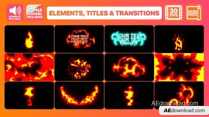 Fire Elements Titles And Transitions | After Effects Video Displays template preview