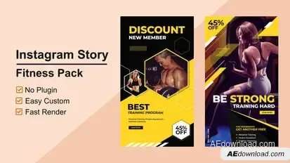 Fitness Instagram Stories V02 Video Displays template preview