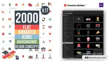 Flat Animated Icons Library Video Displays template preview
