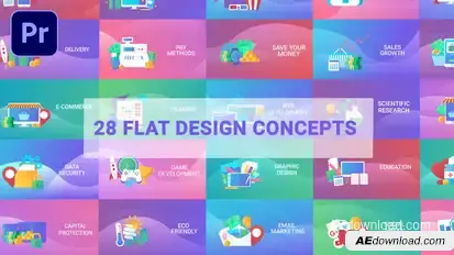 Flat Designs Concepts Premiere Pro template preview