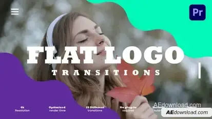 Flat Logo Transitions Premiere Pro template preview