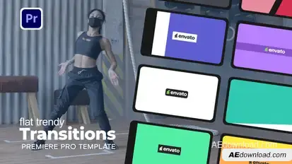Flat Trendy Transitions Premiere Pro template preview