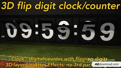 Flipping Clock - 3D counter with split flap / flip digit numbers Video Displays template preview